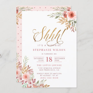Shhh! It's A Surprise | Modern Script Birthday Invitation