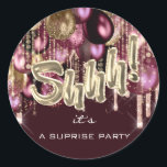Shhh! It's Surprise Party Balloons Rose Gold Drips Classic Round Sticker<br><div class="desc">Beautiful birthday party sticker. Any other questions,  please let me know.
florenceKdesig@gmail.com Have a special day! 
FlorenceK design</div>