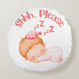 Shhh.. Please, Baby Girl Sleeping, Nursery Pillow