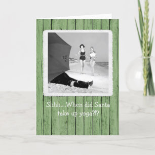 Shhh...Santa Doing Yoga  Christmas Greeting Card