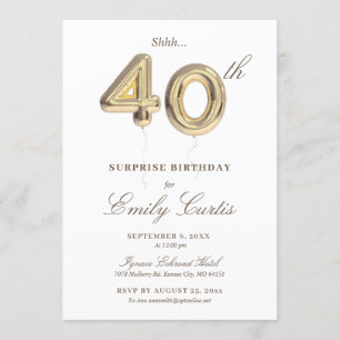 Shhh Surprise 40th Birthday Party Invitation