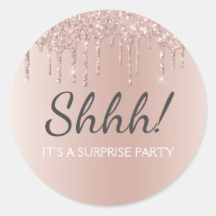 Shhh! Surprise Birthday Party Birthday Classic Round Sticker