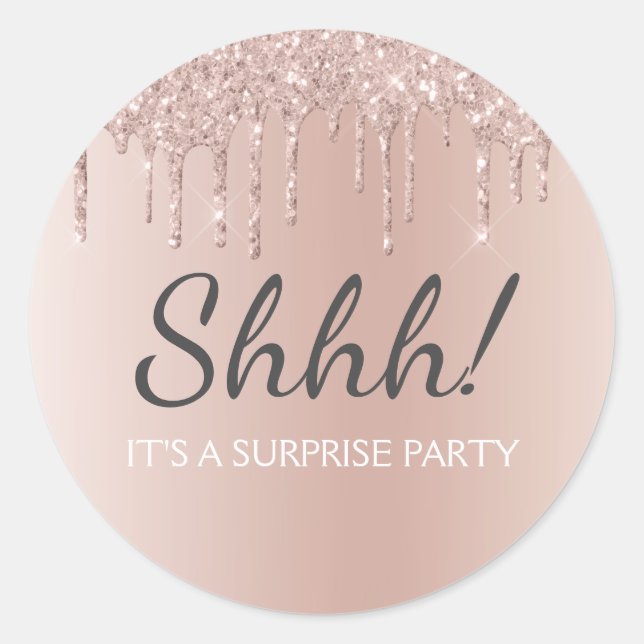 Shhh! Surprise Birthday Party Birthday Classic Round Sticker (Front)