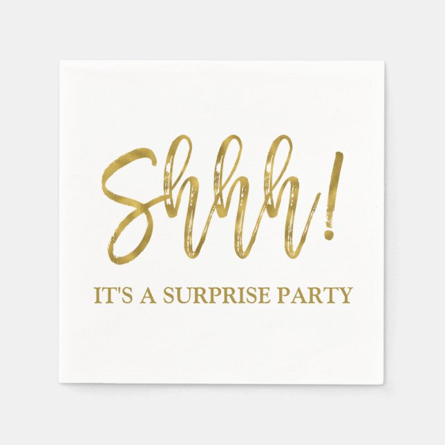 Shhh! Surprise Birthday Party Birthday Napkin (Front)