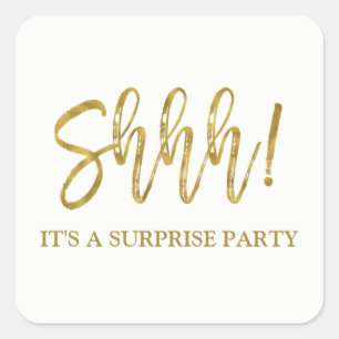 Shhh! Surprise Birthday Party Birthday Square Sticker