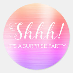 Shhh! Surprise Birthday Party - Rainbow Classic Round Sticker
