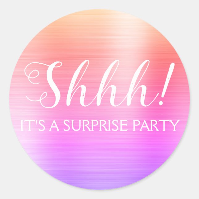 Shhh! Surprise Birthday Party - Rainbow Classic Round Sticker (Front)