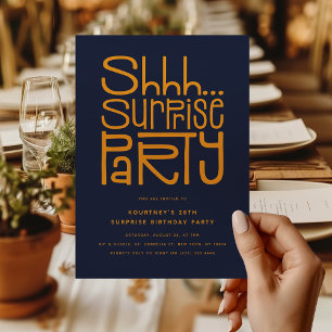 Shhh Surprise Party Modern Birthday Invitation