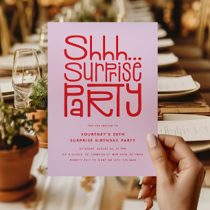 Shhh Surprise Party Modern Birthday Invitation