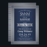 Shhh! Surprise Retirement Party Elegant Navy Blue Save The Date<br><div class="desc">Can you keep a secret? Invite colleagues, coworkers, family and friends to an elegant and exciting surprise retirement celebration with custom navy blue and faux silver foil save the date party invitations. All wording on this template is simple to personalise, including message that reads "Shhh! It's a SURPRISE." The design...</div>