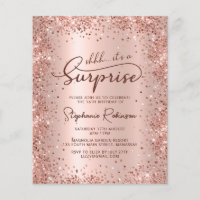 Shhh Surprise Rose Gold Sweet 16 Birthday Invite