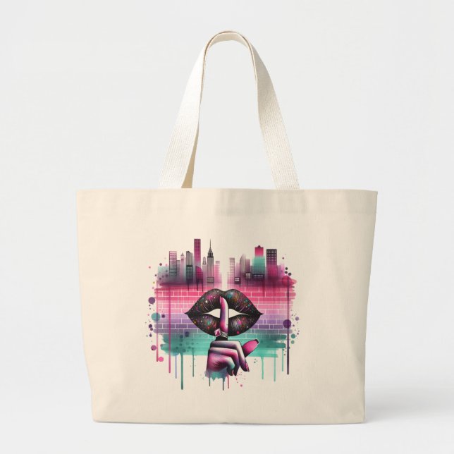 Shhh... The City Speaks Large Tote Bag (Front)