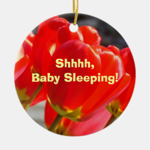 Shhhh Baby Sleeping ornaments hanging sign Tulips