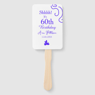 Shhhh it's 60th birthday add name purple spanish r hand fan