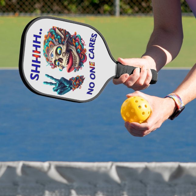 SHHHH... No One Cares Eccentric Skull Reaper Pickleball Paddle (Insitu)