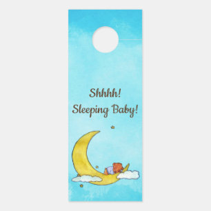 Shhhh! Sleeping Baby Little Boy Bear Door Hanger