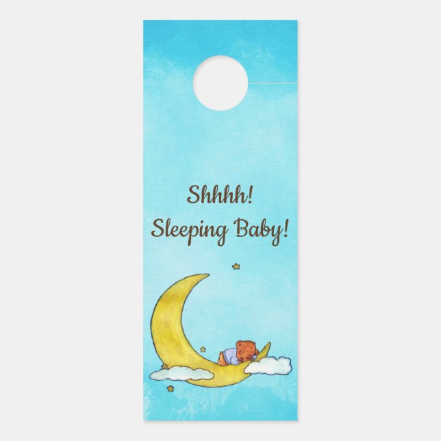 Shhhh! Sleeping Baby Little Boy Bear Door Hanger (Back)