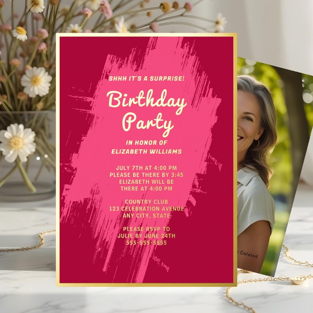Shhhh Surprise Birthday Party Preppy Pink Glam   (Creator Uploaded)