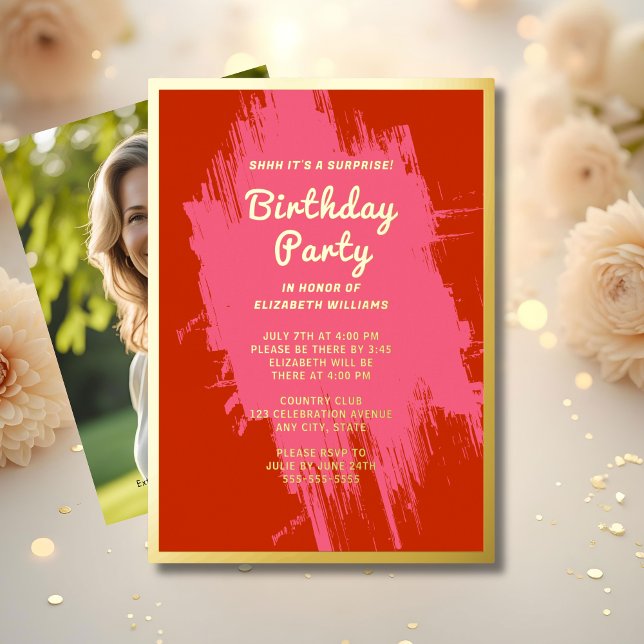 Shhhh Surprise Birthday Party Preppy Pink Glam   F (Creator Uploaded)