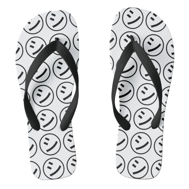 ㋛ Shi Kana Katakana Smiling Emoji / Emoticon Flip Flops (Footbed)