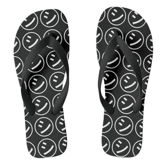 ㋛ Shi Kana Katakana Smiling Emoji / Emoticon Flip Flops (Footbed)