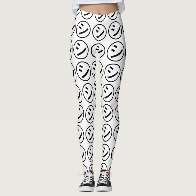 ㋛ Shi Kana Katakana Smiling Emoji / Emoticon Leggings (Front)
