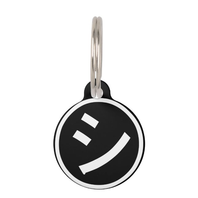 ㋛ Shi Kana Katakana Smiling Emoji / Emoticon Pet Tag (Front)