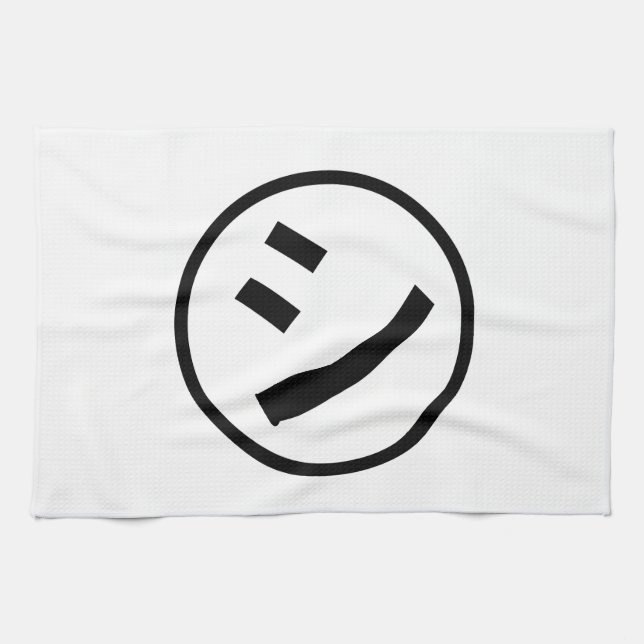 ㋛ Shi Kana Katakana Smiling Emoji / Emoticon Tea Towel (Horizontal)