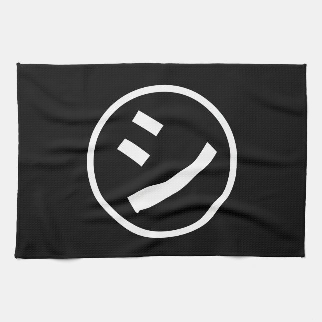 ㋛ Shi Kana Katakana Smiling Emoji / Emoticon Tea Towel (Horizontal)