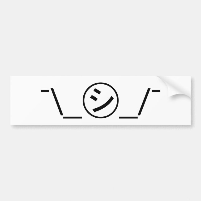 Shi Kana Shrug Emoticon ¯\_㋛_/¯ Japanese Kaomoji Bumper Sticker (Front)