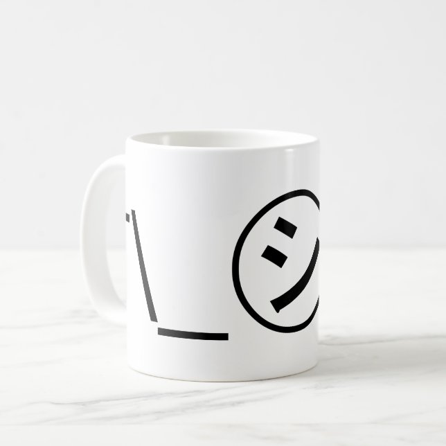 Shi Kana Shrug Emoticon ¯\_㋛_/¯ Japanese Kaomoji Coffee Mug (Front Left)
