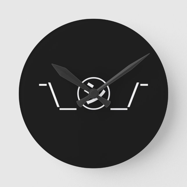 Shi Kana Shrug Emoticon ¯\_㋛_/¯ Japanese Kaomoji Round Clock (Front)