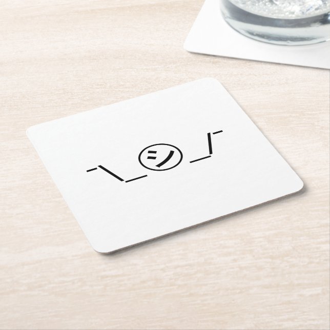 Shi Kana Shrug Emoticon ¯\_㋛_/¯ Japanese Kaomoji Square Paper Coaster (Angled)