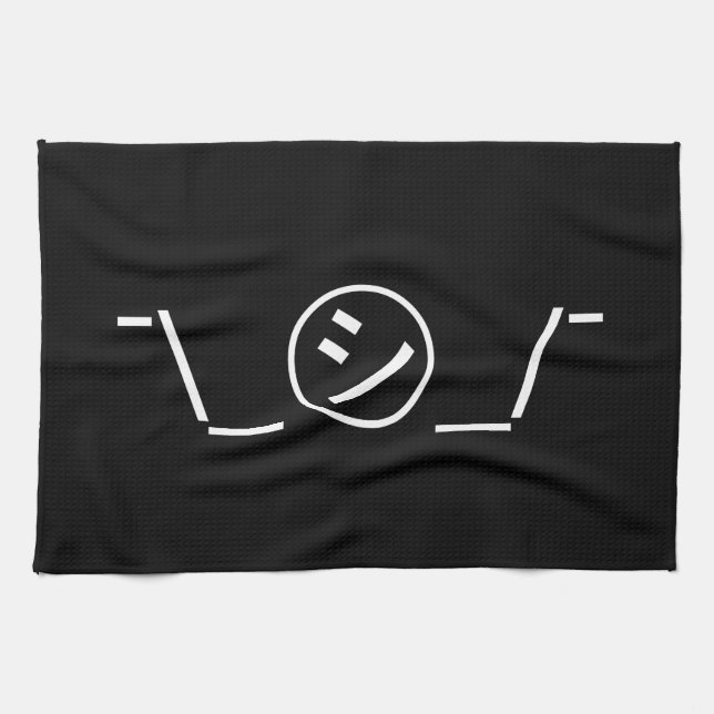 Shi Kana Shrug Emoticon ¯\_㋛_/¯ Japanese Kaomoji Tea Towel (Horizontal)