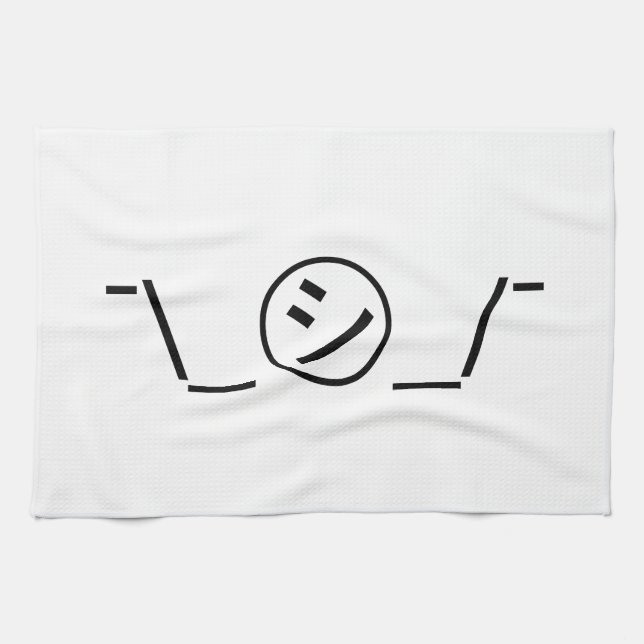 Shi Kana Shrug Emoticon ¯\_㋛_/¯ Japanese Kaomoji Tea Towel (Horizontal)