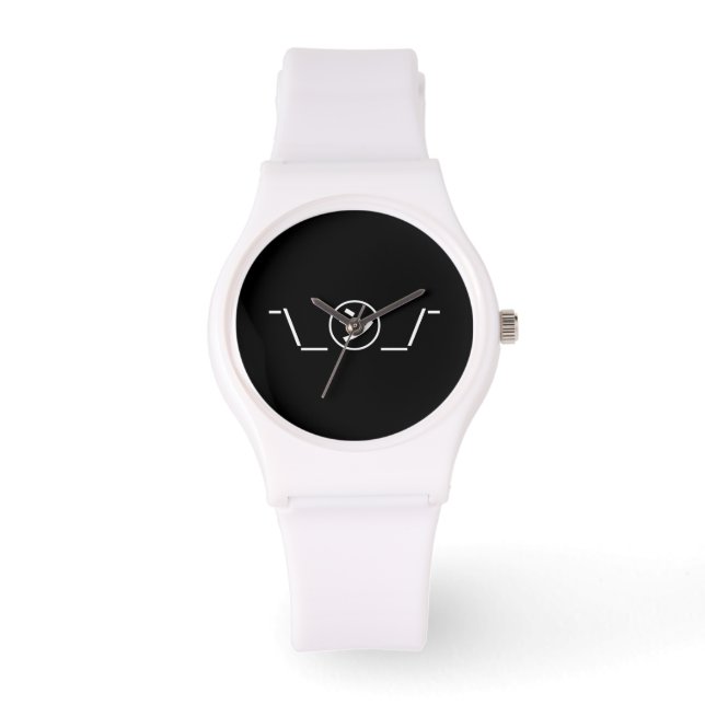 Shi Kana Shrug Emoticon ¯\_㋛_/¯ Japanese Kaomoji Watch (Front)