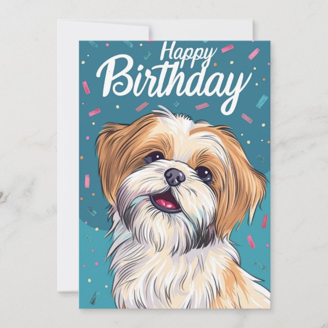 Shi Tzu Birthday  Holiday Card (Front)
