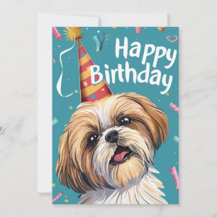 Shi Tzu Happy Birthday Holiday Card