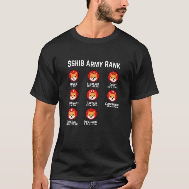 Shib Inu Army Ranks Token Crypto, Shib Inu Hodler T-Shirt (Front)