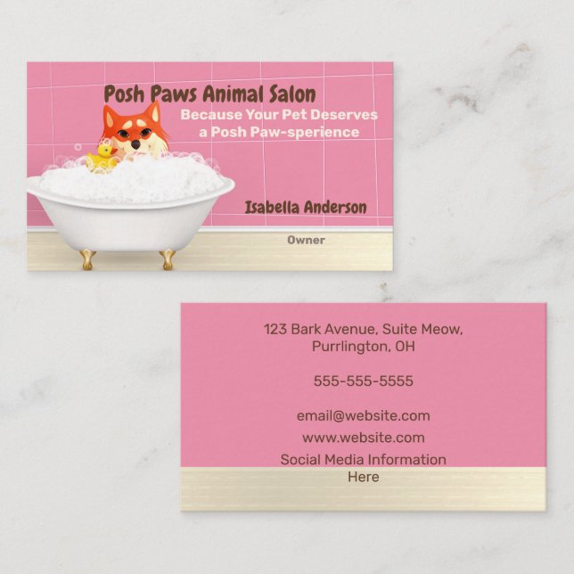 Shiba Bath Theme Pet Spa Business Card (Front/Back)