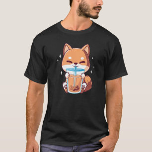 Shiba Boba Boba Shiba Inu Drinking Boba Bubble Tea T-Shirt