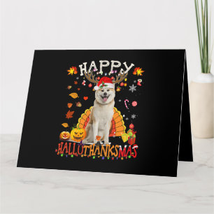 Shiba Dog Happy Hallothanksmas Halloween Thanksgiv Card