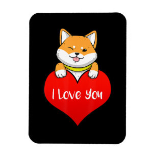Shiba dog heart I Love You Decor Magnet