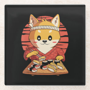 Shiba Dog With Sushi Yummy Food Gift Glass Coaster