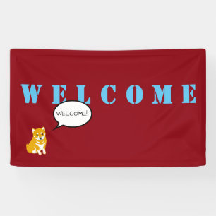 Shiba Dog Year 2018 Speech Bubble Welcome Door Mat Banner