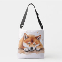 shiba getting sleepy bicolor crossbody bag