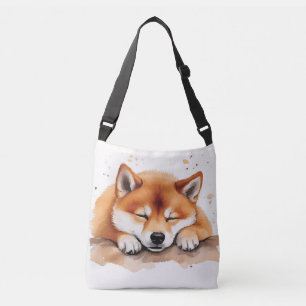 shiba getting sleepy bicolor crossbody bag