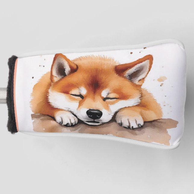 shiba getting sleepy golf head cover (Front)