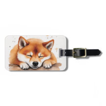 shiba getting sleepy luggage tag