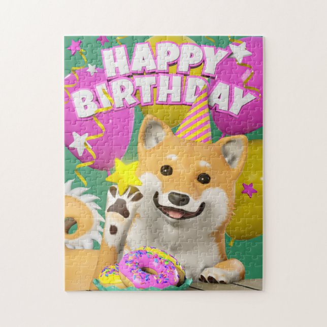 Shiba Happy Birthday Jigsaw Puzzle (Vertical)